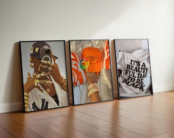Urban Black Girl Wall Art; Hypebeast Room Decor (Digital Download - Set 3)