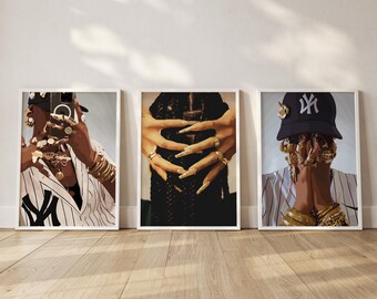 NYC Fashion Girl Art Prints, Home Decor (Digital Download Set of 3)