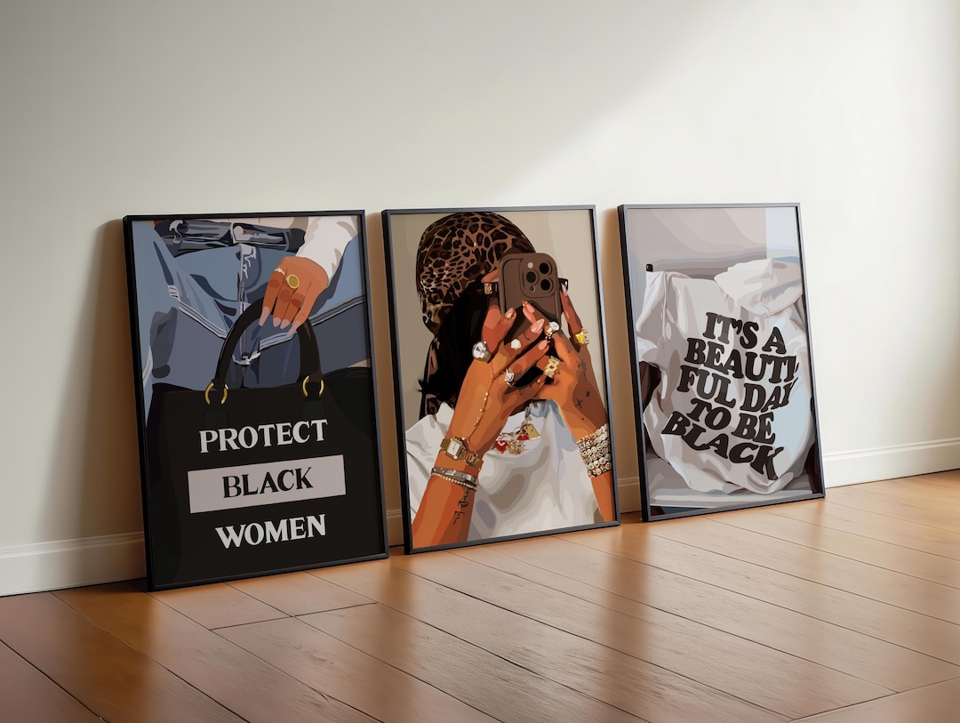 Girl Empowerment Wall Art; Black Woman Room Decor (digital Print -set 3 ...