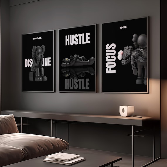 Set of 3 Black Motivational Print; Hypebeast Black Man Wall Art (Digital Download)