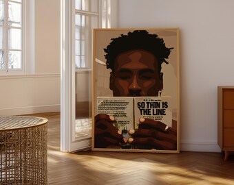 Impressão artística de leitura de homem negro: decoração de parede de caverna de homem moderno (download digital)
