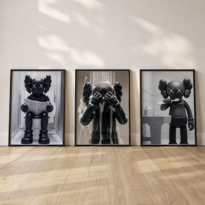 Black Hypebeast Toys Bathroom Wall Art; Urban Wall Print (Digital Download)