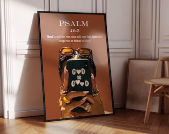 Psalm Wall Print; Black Woman Art, Girl Room Decor, Bible Verse Poster (Digital Download)