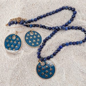Starry Night Jewelry Set: Star Earrings & Necklace, Celestial, Handmade