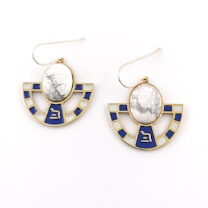 Scarab Earrings: Egyptian Calligraphy, Howlite, Cleopatra Jewelry, Cleopatra Halloween Costumes