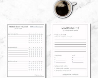 Clarity Kit - Printable Habit Tracker & Brain Dump for Intentional Planning