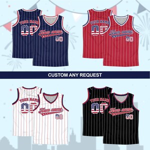 Benutzerdefinierte 4. Juli Basketball Jersey Tank Top, USA Flagge Sport Shirt, personalisierte Name & Nummer, Outfit zum Unabhängigkeitstag