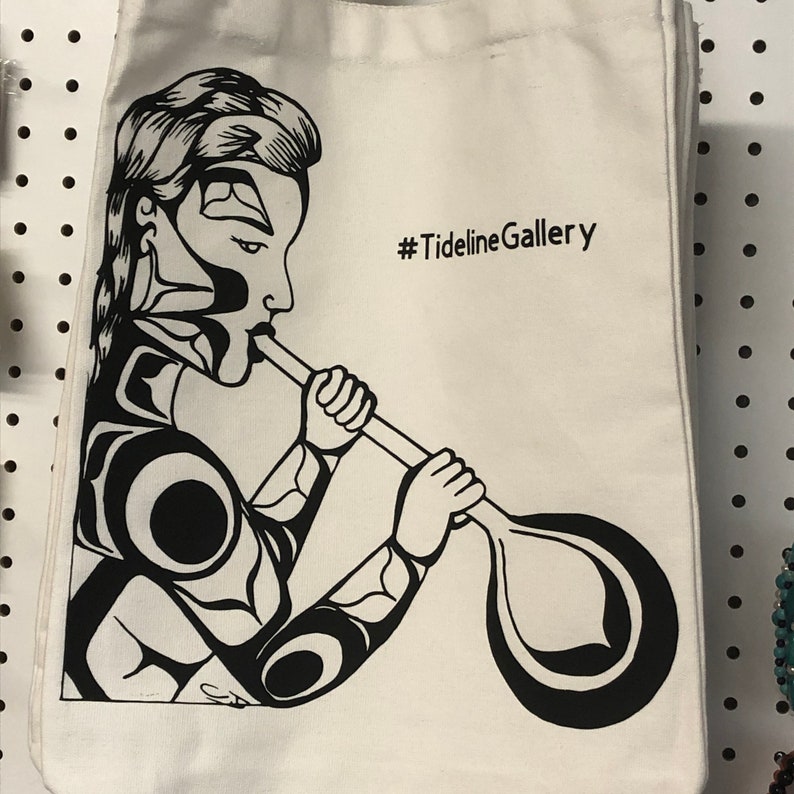 15.7x11x3.9 Reusable Original Native Woman Glass Blower on TENU Heavy Duty Natural Canvas Tote Bag with Bottom Gusset