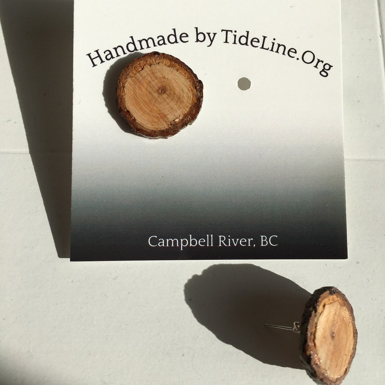 Natural Raw Edge Stud Earrings made from BC Wood