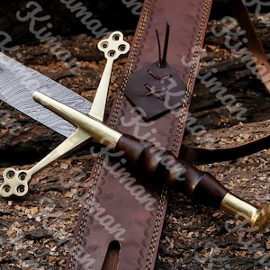 Handmade Scottish Claymore Sword Brass Hilt Damascus steel,Medieval Viking Sharp Edge,Best Custom Sword & Best Gift For Men or Birthday Gift