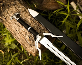 Handmade Witcher Double Face Sword, Sword of Geralt Of Rivia, Personalized Gifts for men, Replica Metal Swords, Long Sword, Christmas Gift