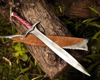 Handmade Carbon steel Short Sword Replica with Leather Scabbard, Medieval Sword, Anime Cosplay, Christmas Gift, Gift For Him/Her
