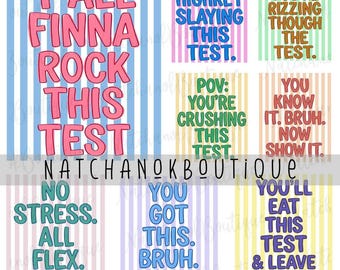 Striped Neon Test Day Png Bundle, Matching Testing Shirt Design, Teacher Team, Cute School Testing Day, Testing Coordinator Png, Staar day