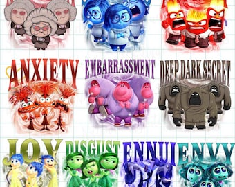 Inside Out 2 Character Shirt Designs Bundle, It's Okay To Feel All The Feels Png, Emotion Team, Anger Joy Sadness Anxiety, Inside out Png