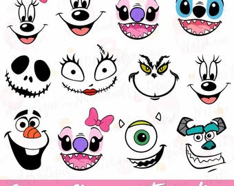 Mouse and Friends Character Faces Png Bundle, Dis neyland Mons ters Costume Png, Stitch Face Png,Family Matching Shirt 2025 Digital Download