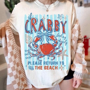 Crabby Return to the Beach Png、Funny Preppy Summer Png、Hand Drawy Preppy Beach Aesthetic、Beach Png、Coquette Summer Sublimation