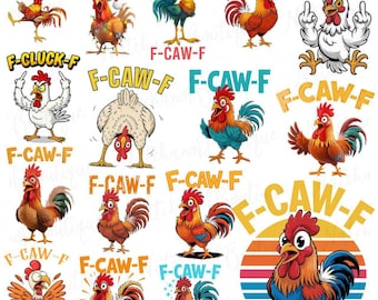 面白いF Caw F Chicken Pngバンドル、面白い叫び声を上げる鶏のPng、ミーム農場動物Png、F CAW FミームF-Caw-Fチキンルースターミームクリップアート