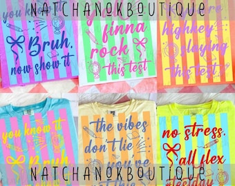 Pacchetto PNG a righe per il giorno del test, design coordinato per la maglietta del test, team di insegnanti, giornata del test scolastico carina, coordinatore del test PNG, giorno Staar