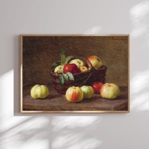 Vintage Apples in Basket Canvas Print - Henri Fantin-Latour Still Life