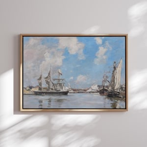 Harbor Scene Canvas Print: Nautical Seascape with Sailboats