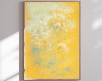 Abstract Floral Canvas Print: Yellow Wildflower Botanical Art
