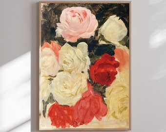 Rose Still Life Canvas Print: Vintage Floral Wall Art, Romantic Decor