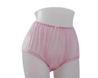 Sissy Granny High-waist Briefs Sheer Nylon Panties Silky Double Gusset Vintage Classic Lingerie For Crossdresser Men Women Underwear VPUN02