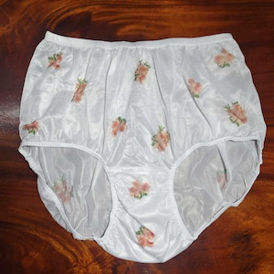 Vintage Floral Panties - Sissy Lingerie Sheer Nylon High-waist Briefs Handmade Knickers - Double Gusset Underwear Women Crossdresser NNPPE2