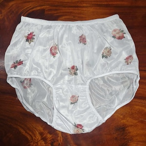 Vintage Floral Classic Panties – Rose Print High Waist Sheer Nylon Knickers – Handmade Sissy Lingerie Underwear for Men & Women - NNPPE35