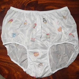 Vintage Penguin Candy Print Classic Panties – Sheer Nylon Soft Gusset Knickers – Handmade Sissy Lingerie Underwear for Men & Women - NNPPE22