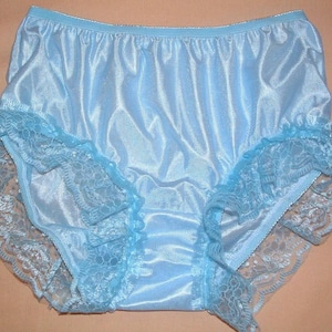 Vintage Nylon Granny Panties  Lace Lacy Handmade Sissy Style High-Waisted Briefs for Men Women Lingerie Blue green Purple yellow Pink
