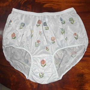 Vintage Floral Panties – Colorful Flower Classic Style Print Sheer Nylon Knickers - Lingerie for Crossdresser & Women Underwear - NNPPE41