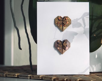 Eco‑Friendly Origami Two Hearts Card – Handmade Mother’s Day or Anniversary Greeting – Recycled Paper, Blank Inside, Made in Australia