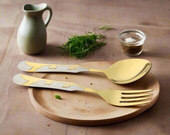 Gold Plated Stainless Steel Cutlery Set (28 Pcs, 6-Person Service) - Lifetime Guarantee