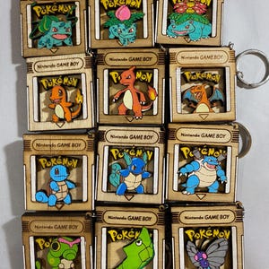 1-12-PACK !!! 12 Pokémon Nintendo Game Boy-patroner nyckelringar laserskuren svg för gravyr