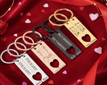 2 PCS Custom Couple Keychain - Personalized Gift for Boyfriend/Girlfriend. Matching Keychains Anniversary Gift | Valentine’s Day Gifts