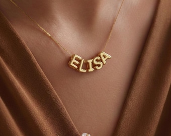 Collar personalizado con iniciales en forma de globo burbuja, joyería personalizada con iniciales