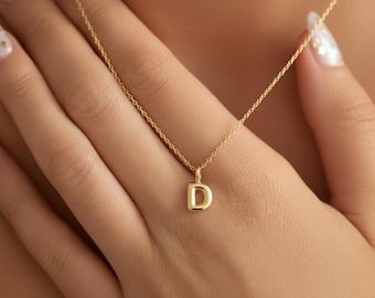 Custom Bubble Initial Necklace, Personalized Letter Charm Jewelry