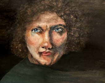 Aquarel vrouwenportret – Expressieve vrouwelijke kunst (digitale download)