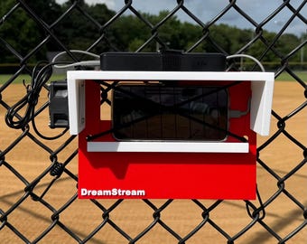 DreamStream Phone Mount – Fence Mount for Live Streaming Baseball/Softball w/ Fan & Sun Shade