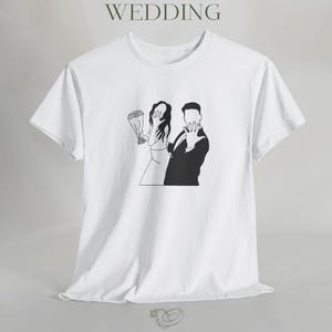 レトロなカップルデザインの面白いユニセックスコットンTシャツ。カップルへのギフト、結婚式のお祝い、記念日のシャツ、カジュアルウェア、誕生日プレゼント。