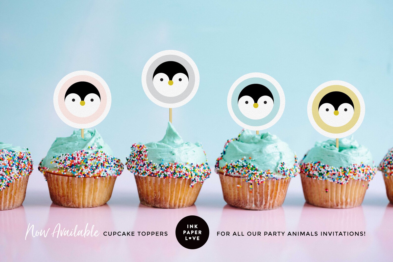 PENGUIN CUPCAKE TOPPERS, Printable Cupcake Toppers, Printable Birthday ...