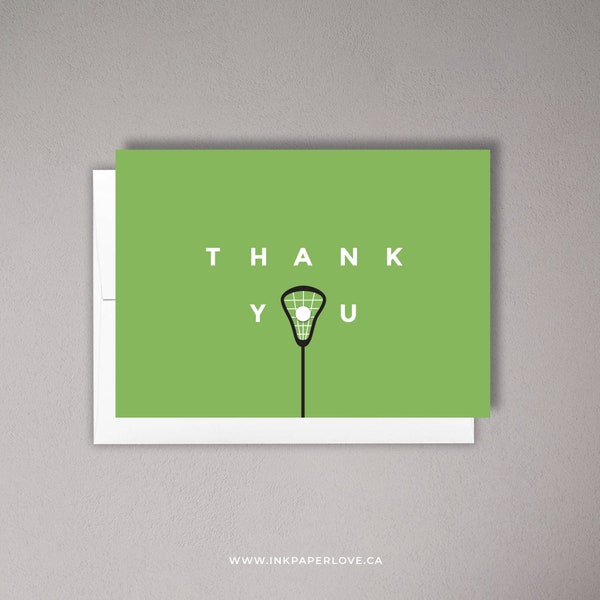 LACROSSE THANK YOU Card for the Lacrosse Coach or Team Manager of your child's sports team, includes envelope, size A1.