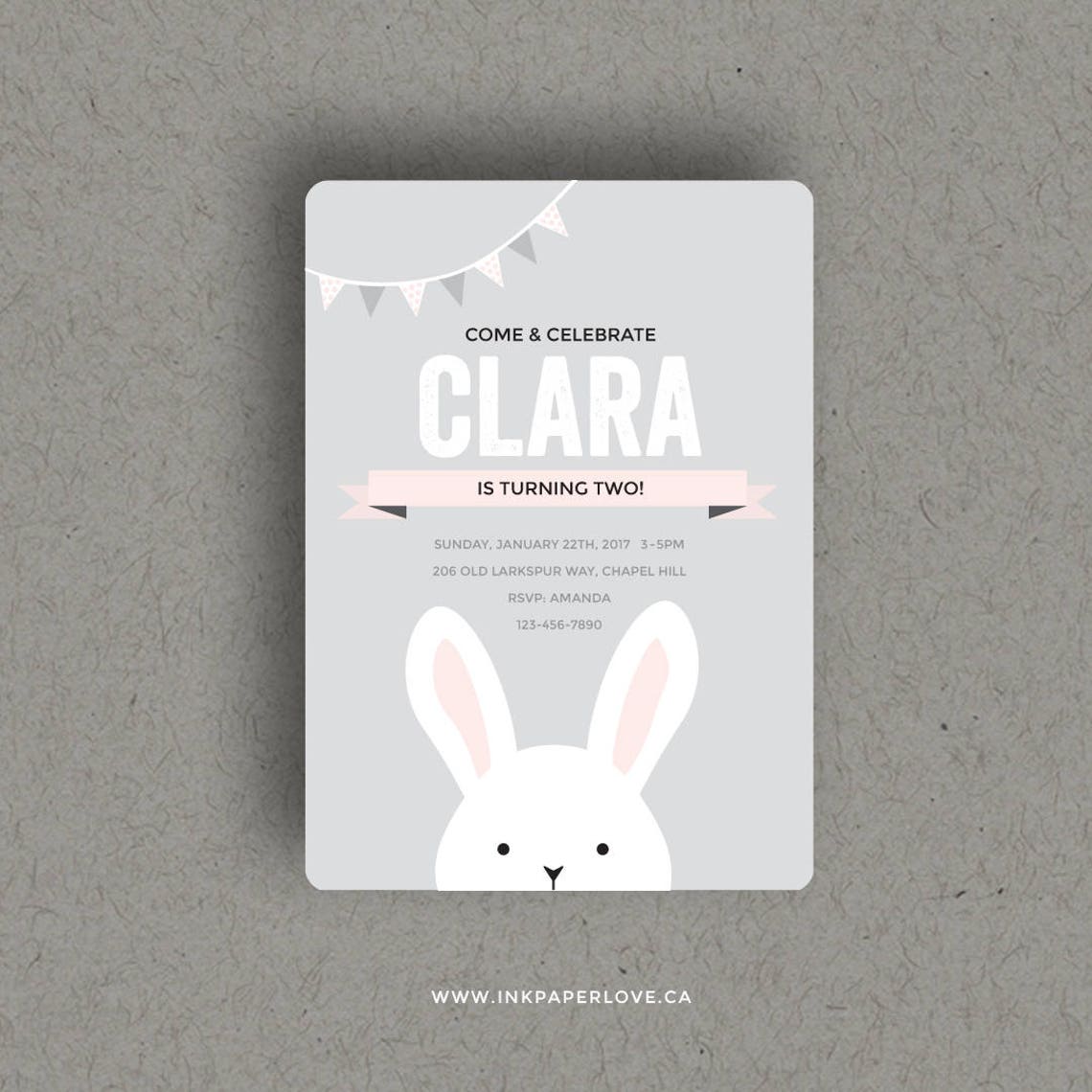 BUNNY PARTY INVITATION is Custom for Your Birthday Party, a Printable ...
