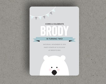POLAR BEAR PARTY Invitation for birthday party is a custom printable, digital download file invite.