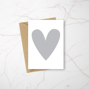 Carte de coeur gris, carte de Saint Valentin, je t'aime, cadeau d'anniversaire, voeux de jour de mariage, pour elle, lui, femme, fille, ami, conjoint