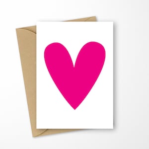 HOT PINK HEART Card, Love Card, Valentines Day Card, Heart Card, Notecard, Valentines Day, Love, Heart, Valentines,