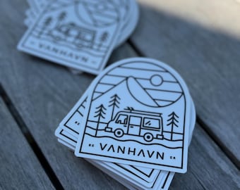 Surfing Camper Van Vinyl Sticker
