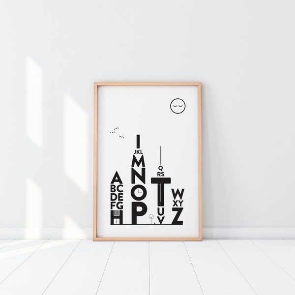 Alphabet City Print | Alphabet Poster | Typography Print | Typography Wall Art | Big City Prints | City Poster | Alphabet Print for Kids