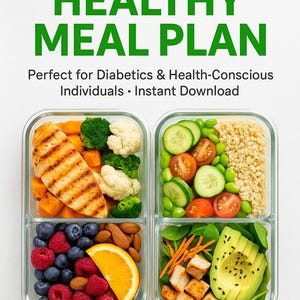 28-Tage-Speiseplan für Diabetiker und Vegetarier | Digitales PDF | Gesundes Abnehmen | Einfache Rezepte mit wenig Zucker | Pflanzliche Ernährung